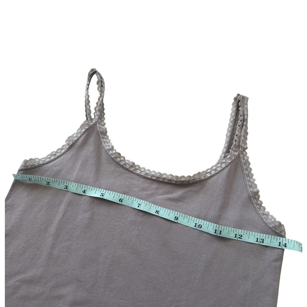 Lebody Womens Seamless Lace Trim Camisole Tank Top Taupe Grey M Basic Capsule - Picture 4 of 6